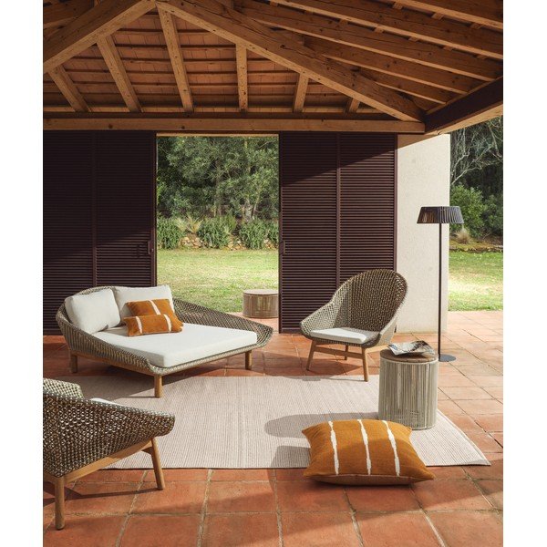Zelené dvoumístné ratanové zahradní lehátko Olbia – Kave Home-image-2