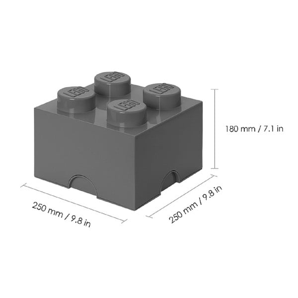 Dětský tmavě šedý úložný box LEGO® Square-image-2
