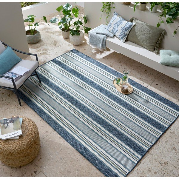 Vnitřní a venkovní koberec zelenomodrý 120x170 cm Roma Stripe – Flair Rugs-image-1