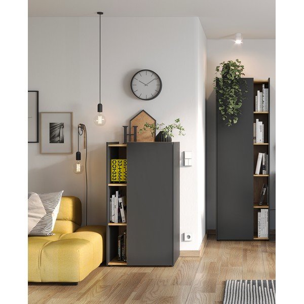 Tmavě šedá knihovna v dekoru dubu 62x115 cm Austin - Germania-image-4