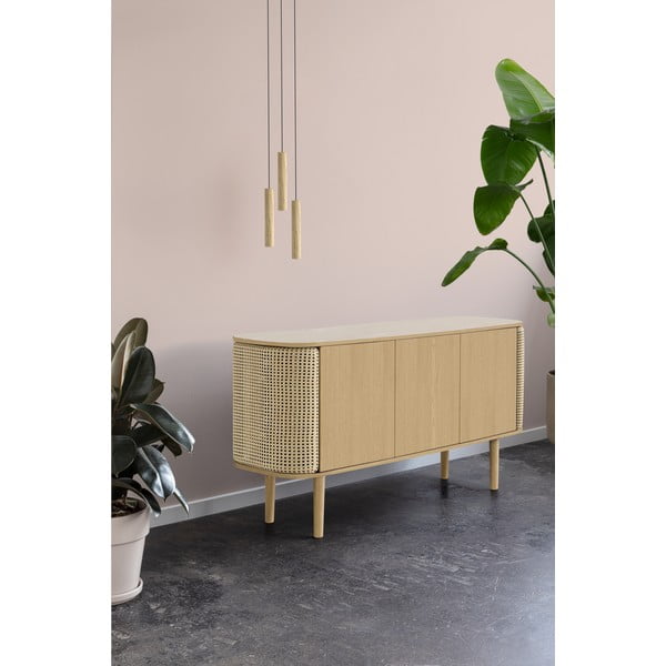 Černo-hnědá nízká komoda v dekoru dubu 150x75 cm Treasures – UMAGE-image-4