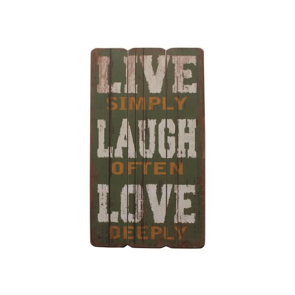 Závěsná cedule Live, Laugh, Love, 60x30 cm