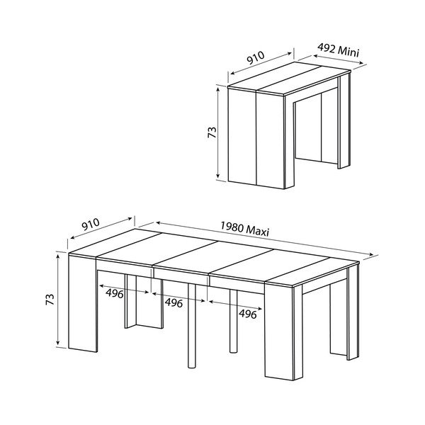 Šedý rozkládací jídelní stůl TemaHome Elastic-image-1