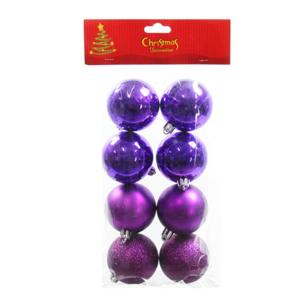 Sada 8 vánočních ozdob v tmavě fialové barvě Unimasa Baladdas