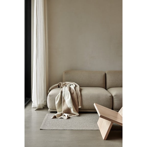 Béžovo-krémová deka s příměsí vlny 140x180 cm Bob Mud Vanilla – Pappelina-image-1