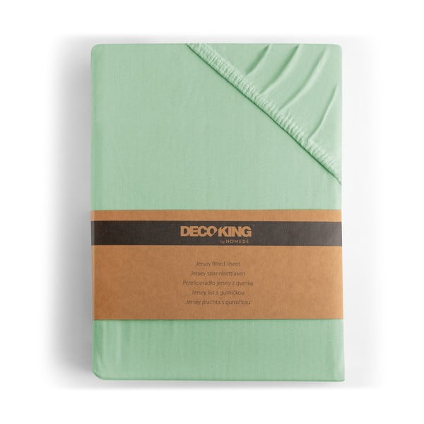 Světle zelené napínací prostěradlo jersey 140x200 cm Amber – Restilo-image-4