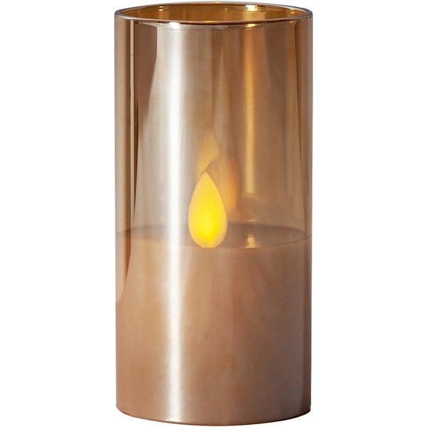 Oranžová LED vosková svíčka ve skle Star Trading M-Twinkle, výška 10 cm