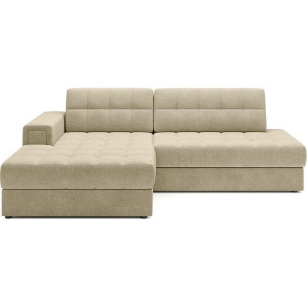 Světle hnědá sametová rozkládací rohová pohovka (levý roh/s lenoškou) Blezalt – ELTAP