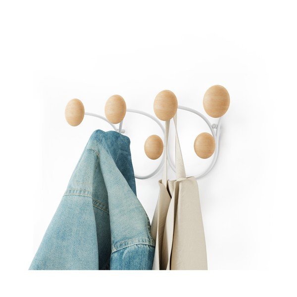Bílý přírodní nástěnný věšák z borovicového dřeva Dotsy – Umbra-image-4