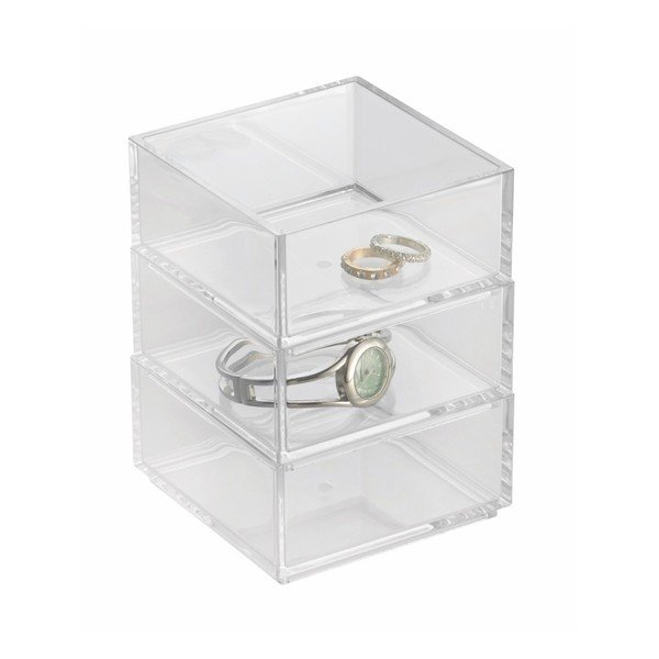Sada 3 úložných boxů InterDesign Clarity Stacker-image-1