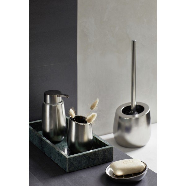Keramická WC štětka v matně stříbrné barvě Badi – Wenko-image-2