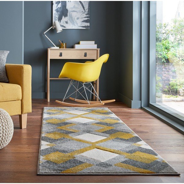Žluto-šedý běhoun 80x230 cm Nimbus – Flair Rugs-image-1
