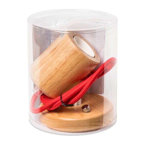 Závěsné svítidlo s červeným kabelem SULION Wood-image-3