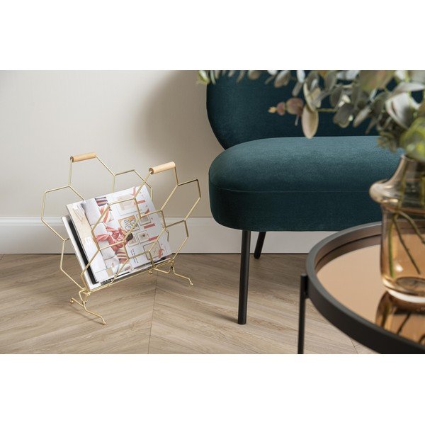 Kovový stojan na časopisy ve zlaté barvě PT LIVING Honeycomb-image-1