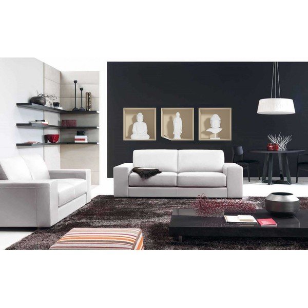 Sada 3 samolepek s 3D efektem Ambiance White Buddha-image-2