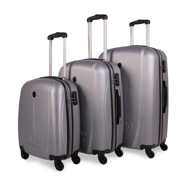 Sada tří stříbrných cestovních kufrů Tempo