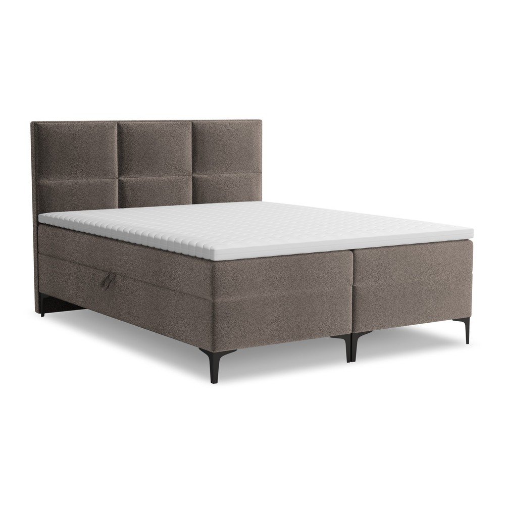 Hnědá boxspring postel s úložným prostorem 160x200 cm Pakalana – Makamii