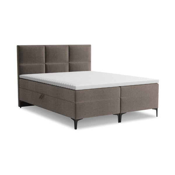 Hnědá boxspring postel s úložným prostorem 140x200 cm Pakalana – Makamii