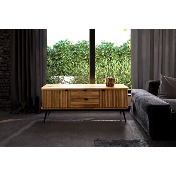 Nízká komoda z dubového dřeva v přírodní barvě 144x57 cm Kula – The Beds-image-1