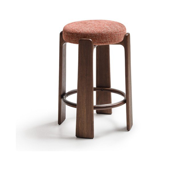 Barová stolička z jasanového dřeva v terakotové barvě/v tmavě přírodní barvě (výška sedáku 75 cm) Granite – Kave Home