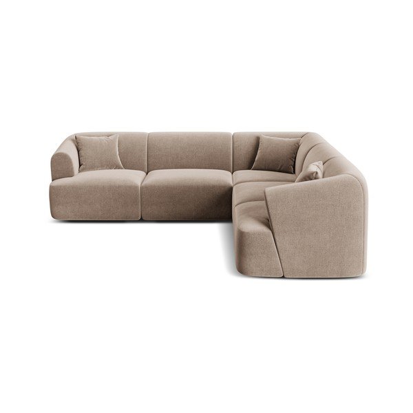 Světle hnědá sametová rohová pohovka Campi – Cosmopolitan Design