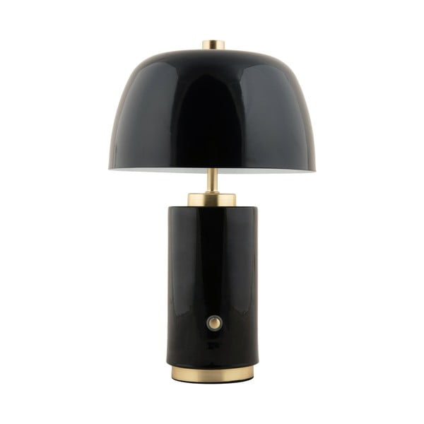 Černá LED stmívatelná stolní lampa s kovovým stínidlem (výška 30 cm) Freya – Leitmotiv