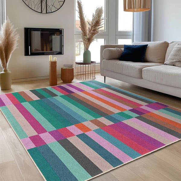 Tyrkysový pratelný koberec 80x150 cm Acid Rain – Mila Home-image-3