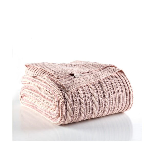 Světle růžový přehoz přes postel s příměsí bavlny Homemania Decor Camila, 220 x 240 cm-image-1