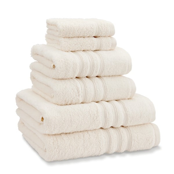 Krémové froté bavlněné ručníky a osušky v sadě 6 ks Zero Twist – Catherine Lansfield