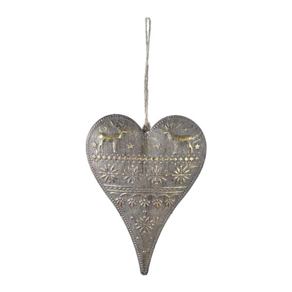 Závěsná dekorace ve tvaru srdce ve zlaté barvě Ego Dekor Heart, výška 16 cm