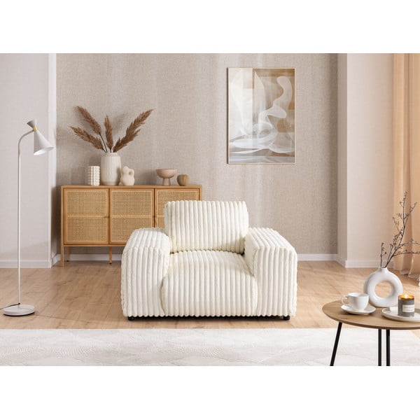 Krémové manšestrové křeslo Justin – Ropez-image-1