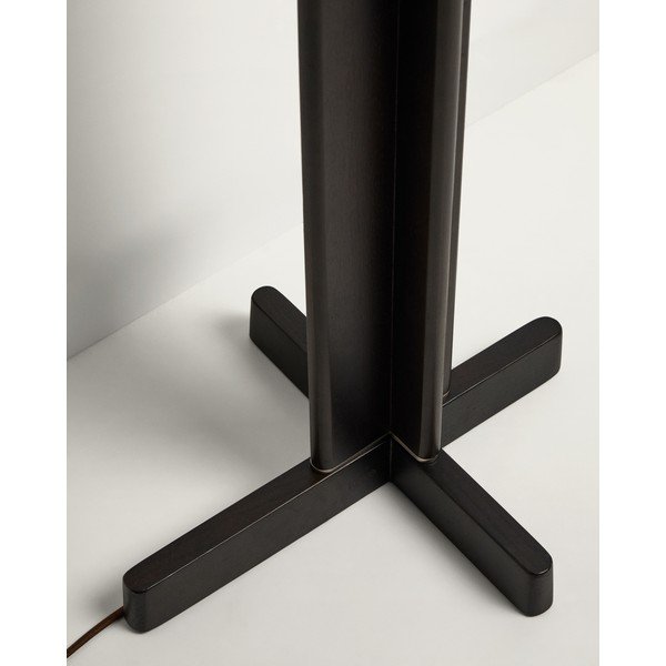 Bílá/tmavě hnědá stojací lampa s textilním stínidlem (výška 150,5 cm) Niani – Kave Home-image-3
