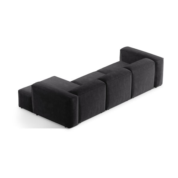 Tmavě šedá manšestrová rohová pohovka (pravý roh/s lenoškou) Bergamo – Cosmopolitan Design-image-4