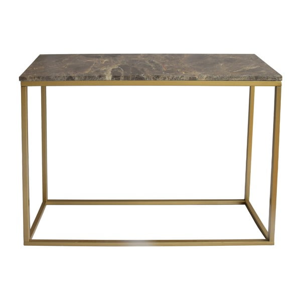 Hnědý mramorový konzolový stolek s podnožím ve zlaté barvě RGE Accent, šířka 100 cm