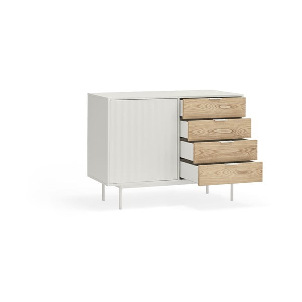 Nízká komoda v dekoru dubu v bílo-přírodní barvě 108x80 cm Sierra – Teulat-image-4