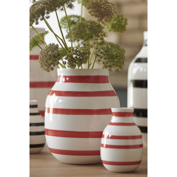 Bílo-červená pruhovaná keramická váza Kähler Design Omaggio, výška 20,5 cm-image-1