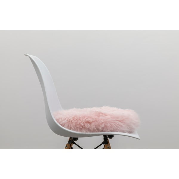 Růžový podsedák z ovčí kožešiny Native Natural Round, ⌀ 40 cm-image-3