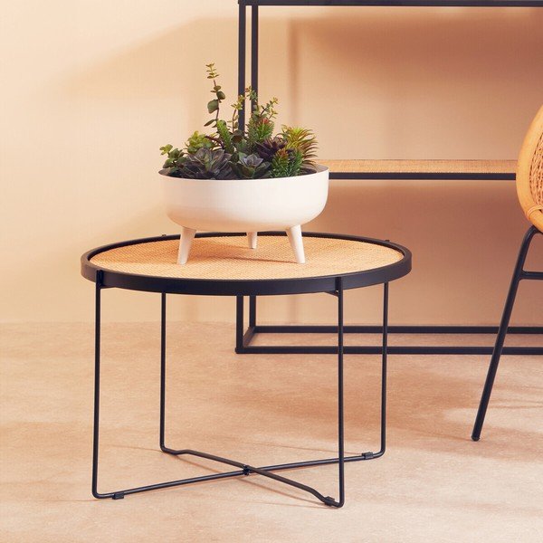 Ratanový kulatý konferenční stolek v přírodní barvě ø 60 cm Depok – Premier Housewares-image-4