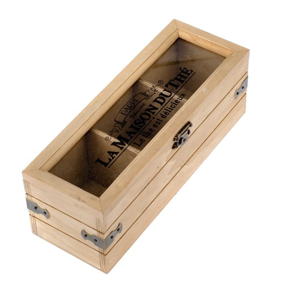Dřevěná krabička s přihrádkami na čaj Dakls Rustenno