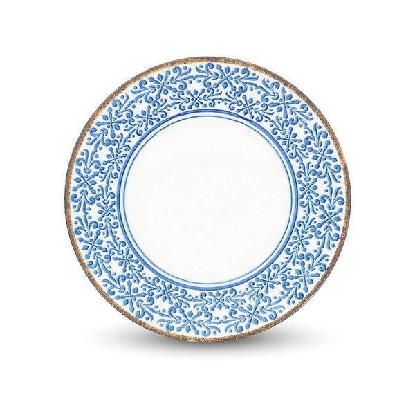 Bílý/modrý dezertní  porcelánový talíř ø 21 cm Azul – BonBistro