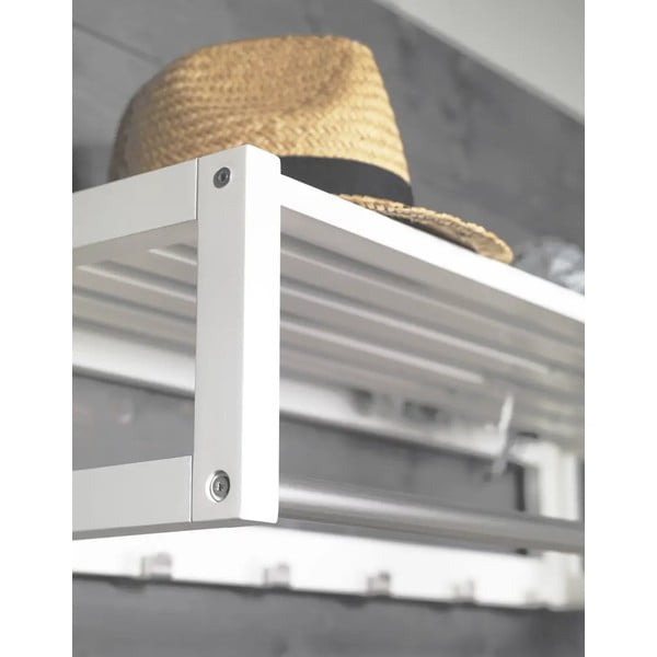 Bílý nástěnný věšák z březového dřeva s poličkou Confetti – Rowico-image-1