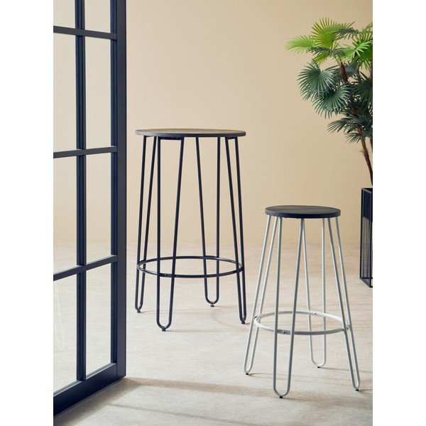 Bílá/v přírodní barvě barová stolička z jilmového dřeva (výška sedáku 75 cm) District – Premier Housewares-image-3