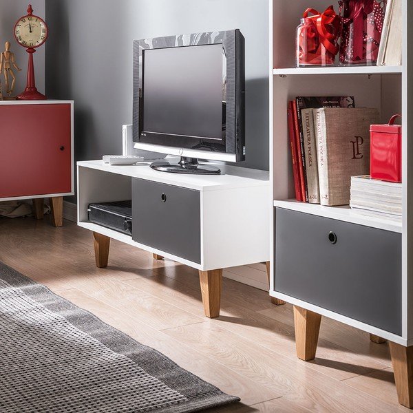 Bílo-šedý TV stolek Vox Concept-image-1