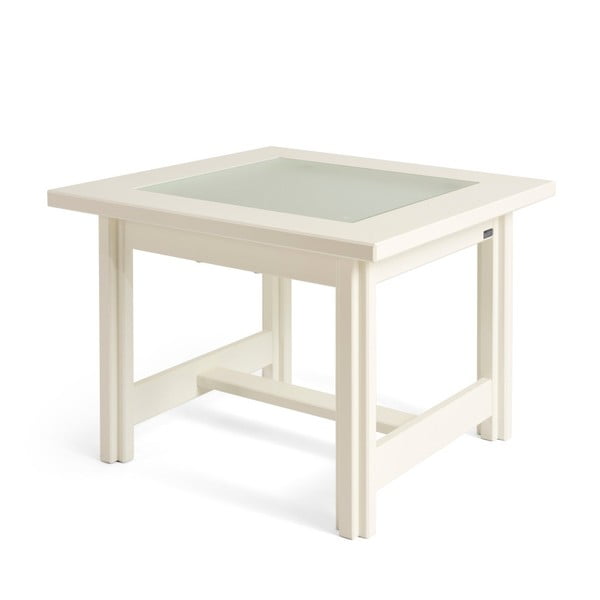 Bílý ručně vyráběný konferenční stolek  z masivního březového dřeva Kiteen Haiku