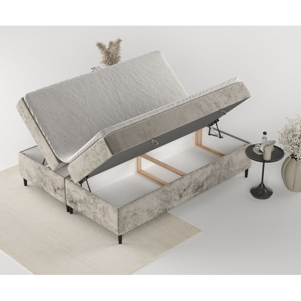 Světle hnědá boxspring postel s úložným prostorem 180x200 cm Araya – Maison de Rêve-image-4