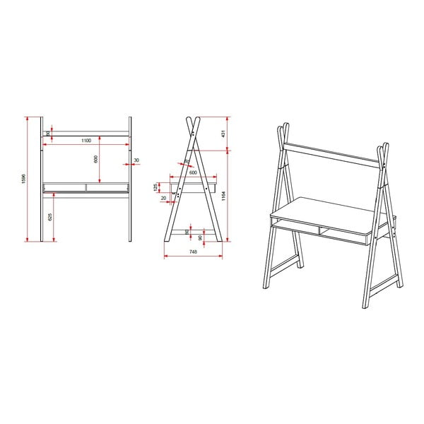 Bílý dětský psací stůl Vipack Kiddy-image-2