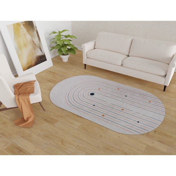 Krémový pratelný koberec 80x120 cm Oval – Vitaus-image-1