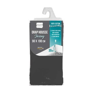 Antracitové napínací prostěradlo jersey 90x190 cm Jersy – douceur d'intérieur