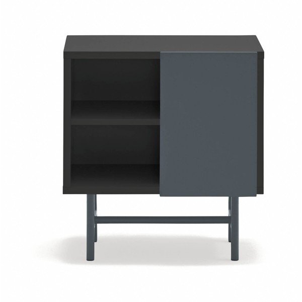 Černý/antracitový matný noční stolek s poličkami Nube – Teulat