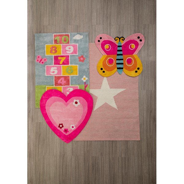 Růžový dětský koberec 100x100 cm Love Heart – Premier Housewares-image-1